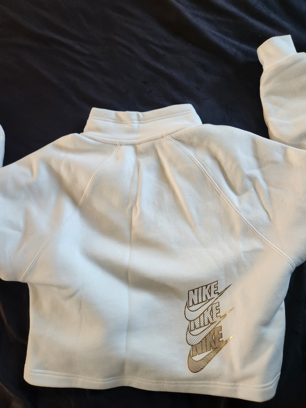 Nike White Half-Zip Sweatshirt with Gold 'Just Do It' - Picture 3 of 4